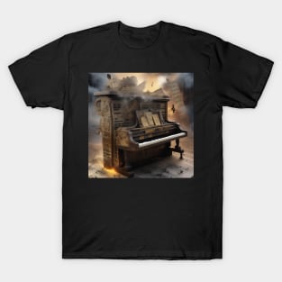 Abstract image of a piano and musical symbols T-Shirt